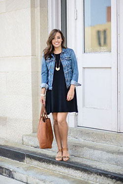 Dress and denim jacket outfit: Jean jacket,  Sport coat,  Denim jacket,  Casual Outfits  