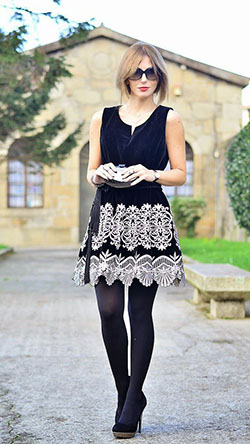 Dresses With Tights, Little black dress: High-Heeled Shoe,  Tights outfit  