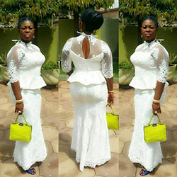 White lace slit and kaba styles: African Dresses,  Bridesmaid dress,  Aso ebi,  Kaba Styles  