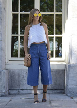 Pictures to see look pantacourt jeans, Three quarter pants: Crop Pants Outfit  