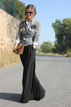 Maxi skirt work outfits, Casual wear: shirts,  Skirt Outfits,  Casual Outfits  