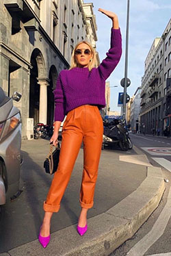 Color block styles spring 2019, Street fashion: winter outfits,  Capri pants,  Street Style,  Street Outfit Ideas  