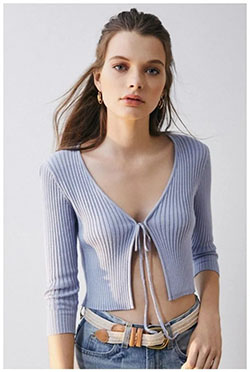 Uo noor ribbed tie front cardigan: Crop top,  shirts,  Urban Outfitters  