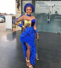 Teenagers favorite electric blue, African wax prints: Evening gown,  African Dresses,  Bridesmaid dress,  Aso ebi,  Aso Ebi Dresses  