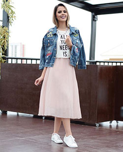 Fashion quotient with fashion model, Dress shirt: Jean jacket,  shirts,  fashion blogger,  Church Outfit  