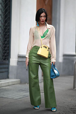 Green fashion street style 2019, Fashion week: Fashion week,  Street Style,  Green Pant Outfits  