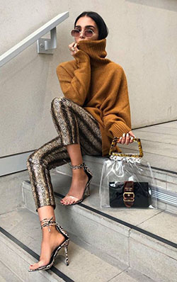 Animal prints cozy outfits: Wedding dress,  Polo neck,  Pencil skirt,  Animal print,  Casual Outfits,  Sweaters Outfit  
