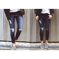 Checkered Vans Outfits, Ripped jeans, Casual wear: Ripped Jeans,  Slim-Fit Pants,  vans outfits  