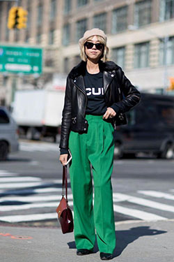 Stunning choice for look hiver couleur, Fashion week: Fashion week,  Street Style,  Green Pant Outfits  