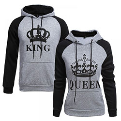 King and queen hoodies, Polar fleece: Matching Outfits,  Polar fleece,  Knit cap,  Matching Couple Outfits,  Fashion accessory  