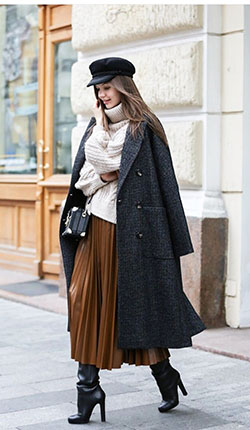 Outfit With Pleated Skirts, Jean jacket, J.Crew: Skirt Outfits,  Trench coat,  Pleated Skirt  