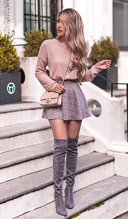 Kerina wang knee high boots: Over-The-Knee Boot,  Boot Outfits,  High-Low Skirt,  Sweaters Outfit  