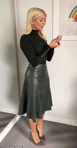 Outstanding suggestions to holly willoughby skirt, Leather Midi Skirt: Pencil skirt,  Television presenter,  Leather skirt,  Leather clothing,  Church Outfit,  Holly Willoughby  