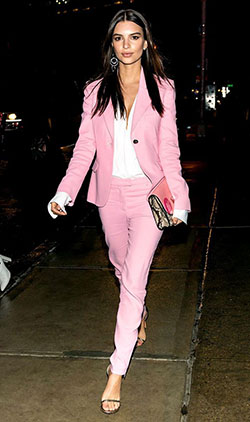 Marvelous ideas on celebrities pink suits, Emily Ratajkowski: Blazer Outfit,  Emily Ratajkowski  