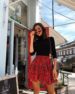 Stylish Red Skirt Outfits For College: Skirt Outfits  