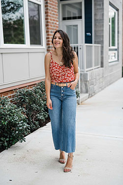 Summer outfit ideas denim culottes outfit, Wide-leg jeans: Crop Pants Outfit  