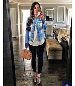 Light Denim Jacket Outfit, Casual wear, Ballet flat: Jean jacket,  Ballet flat,  Casual Outfits,  Jacket Outfits  