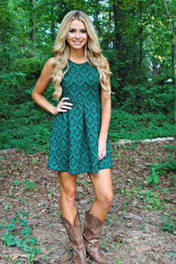 Country girl dresses with boots: Cocktail Dresses,  Wedding dress,  Cowboy boot,  Western wear,  Boat neck,  Bridesmaid dress,  Floral Dresses  