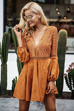 These are gorgeous robe daim, Bell sleeve: Backless dress,  Bell sleeve,  Brown Outfit,  Long Sleeve  