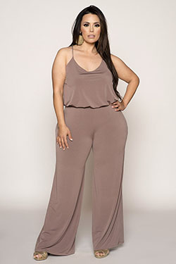 How about these elegant curvy jumpsuit, Romper suit: Plus size outfit,  Romper suit,  Spaghetti strap,  Sleeveless shirt,  Jumpsuits Rompers,  Jumpsuit For Chubby Girl  