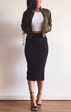 Date night outfit skirt, Casual wear: Casual Outfits,  Crop top,  Sleeveless shirt,  Pencil skirt,  instafashion  