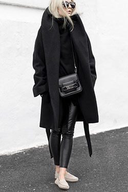 Pretty designs for black coat outfit, Polo neck: winter outfits,  Polo neck,  Casual Outfits,  Wool Coat  