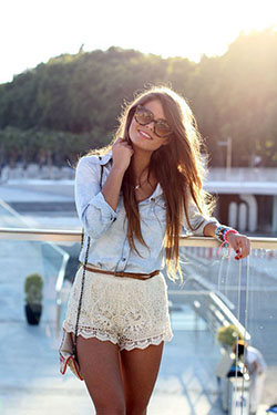 White lace short outfits, Casual wear: shirts,  Shorts Outfit,  Casual Outfits  