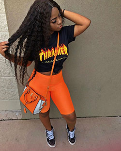 Most liked by Americans dope orange outfits, Hip hop fashion: Romper suit,  Grunge fashion,  Casual Outfits,  Black Swag Outfits  