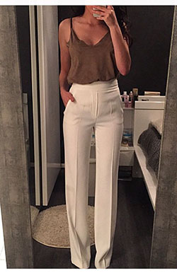White high waisted tailored pants: Business casual,  Pant Outfits  