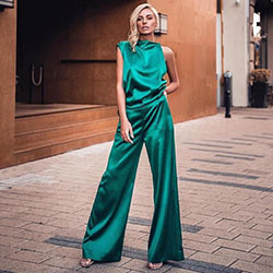 Trendy and elegant fashion model, Discounts and allowances: Romper suit,  Sleeveless shirt,  Green Pant Outfits  