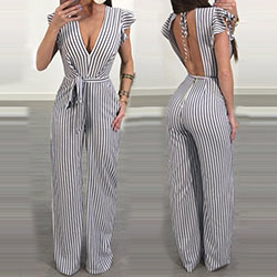 Hot girl striped jumpsuit, Romper suit: Romper suit,  Sleeveless shirt,  Pant Outfits,  Jumpsuits Rompers  