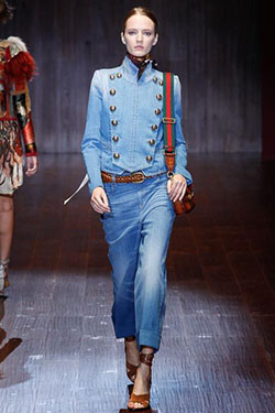Powerful ideas to try for gucci denim 2019 runway, Milan Fashion Week: Fashion week,  Designer clothing,  Fashion accessory,  Military Jacket Outfits  