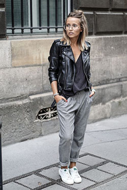 Terrific daily tips for joggers outfit, Casual wear: Leather jacket,  Casual Outfits,  Jogger Outfits,  Linen Joggers,  Joggers  
