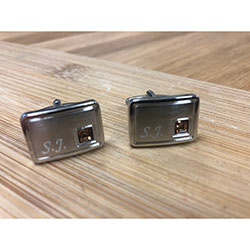 Initial Personalised November Birthstone (Deep Topaz) Cufflinks £24.99: initial cufflinks  