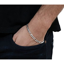 Sterling Silver 5.7mm Diamond Cut Figaro Link Bracelet £32.00: 