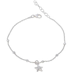 Sterling Silver Puffy Star Beaded Extendable Trace Bracelet £9.00: bracelet  