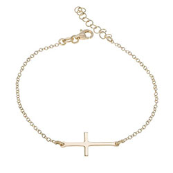 Sterling Silver Sideways Cross Yellow Gold Plated Extendable Bracelet £11.00: Sterling Silver Bracelet,  bracelet  