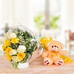 Glorious Roses N Teddy Bear: 