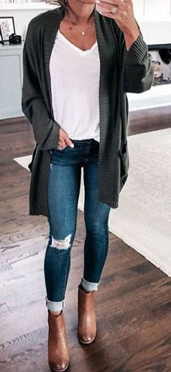 Cute winter outfits for teenage girl: High-Heeled Shoe,  Boot Outfits,  Long Cardigan Outfits  