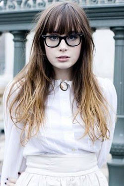 Cute Nerdy Glasses For Women: Long hair,  Hairstyle Ideas,  Brown hair,  Layered hair,  Nerdy Glasses  