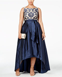 Adrianna Papell Plus Size Embroidered Lace Ball Gown Lovely Cocktail Dress For Plus Size Women: Plus size outfit,  Cute Cocktail Dress,  Plus Size Party Outfits,  Plus Size Cocktail Attire  