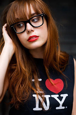 Adorable design red lipstick, Shades of red: Red hair,  Nerdy Glasses  