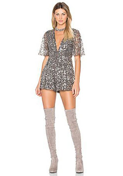 Stylish Classy Cocktail Outfit For New Years Eve  X by NBD Maxwell Romper in Silver Sequin from Revolve.com: Trendy Sequin Dresses,  Sequin Outfits,  Sequin For Dinner,  Glam Outfits,  Stylish Sequin Dresses  