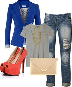 Blue Blazer Outfit Women, Casual wear, Slim-fit pants: Slim-Fit Pants,  Blazer Outfit,  Formal wear,  Casual Outfits  