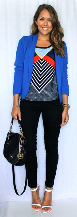 Appealing tips for cobalt blue, Polka dot: Blazer Outfit,  Street Style  