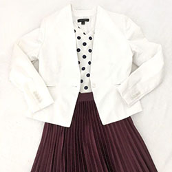 White Blazer Outfit, Polka Dot Camisole, Ann Taylor: Blazer Outfit,  Ann Taylor,  Tuxedo  