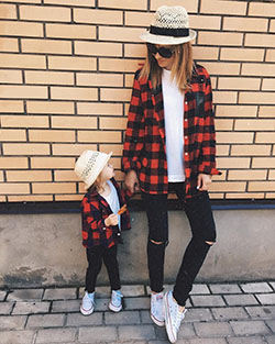 Mom And Daughter Matching Outfit: Street Style Plaid Blazer,  Plaid Blazer Work Outfit,  Mom And Daughter Matching Clothes,  Mommy And Me Outfits,  Mommy And Daughter Dresses  