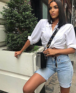 Long Shorts Outfits, Street fashion, Fashion blog: fashion blogger,  Bermuda shorts,  Shorts Outfit,  Denim Shorts,  Street Style  