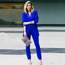 Royal blue suit for women: Evening gown,  Slim-Fit Pants,  Navy blue,  Royal blue,  Blazer Outfit  