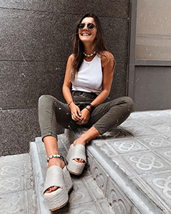 Casual Chic Denim Outfit Ideas For Ladies: Casual Outfits,  High-Heeled Shoe,  Wedding Shoes  